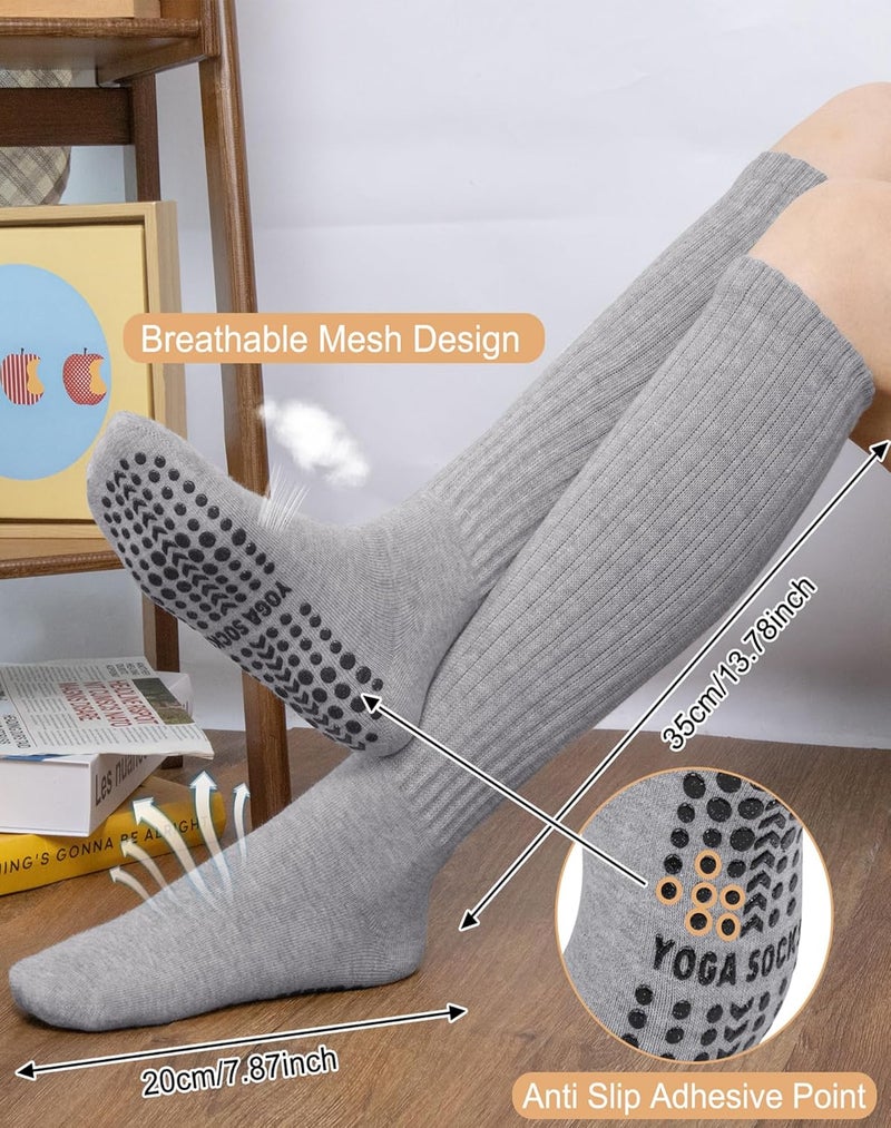 Darller Grip Pilates Socks for Women, Non Slip Yoga Slouch Scrunch Socks with Grips for Barre Ballet Workout Hospital - Image 3